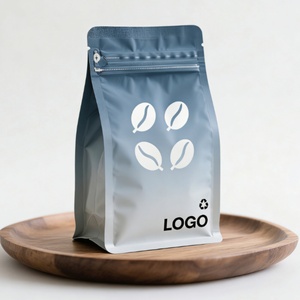 Sachet personnalisé à fond plat pour grains de café, huit côtés, recyclable, avec fermeture éclair, pour emballage alimentaire, avec logo, valve et fenêtre - Product Image 2