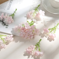 Bunga Hydrangea Buatan Tangan 4 Kuntum Sutra Kecil untuk DIY Jepit Rambut, Aksesoris Rambut Pengantin Pernikahan, Hari Valentine, Wisuda, Paskah
