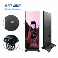 Aglare P1.86, pantalla de póster Led de pie para interiores y exteriores, pantalla de póster Led portátil de 1920X640mm para pancartas, tablero de pared de vídeo