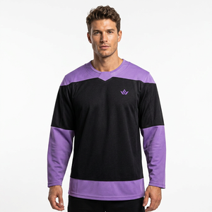 Maillot de hockey sur glace pour homme, durable et respirant, avec logo frontal, 100 % polyester, idéal pour les entraînements sportifs et l'utilisation sur la patinoire - Product Image 1