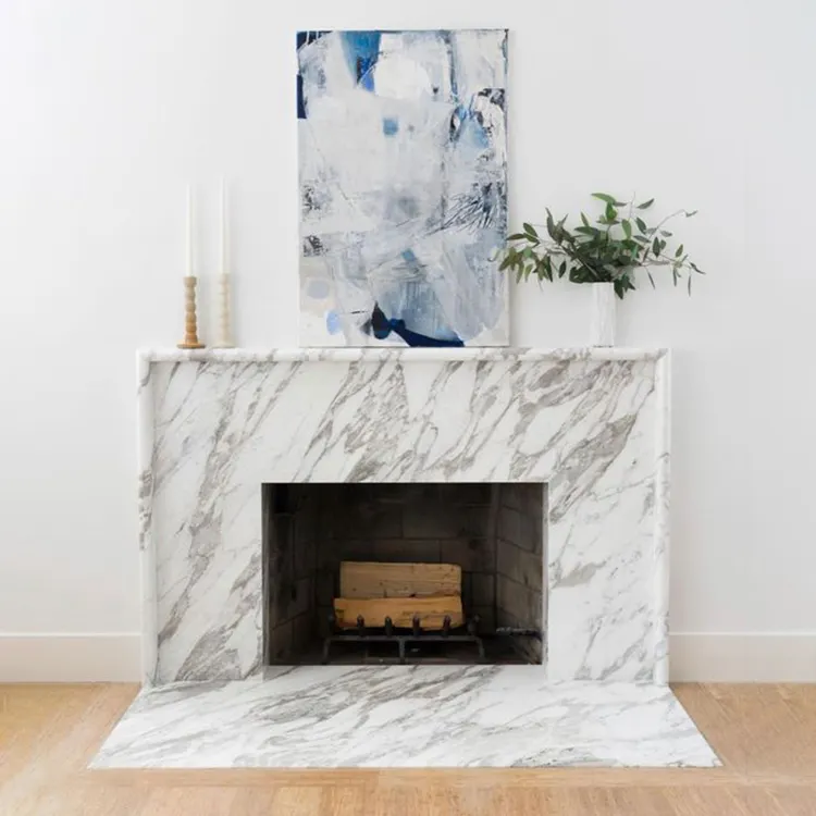 Manteau de luxe arbor luxueux en marbre blanc, pour foyer d'extérieur, Design Simple, décoration moderne pour la maison