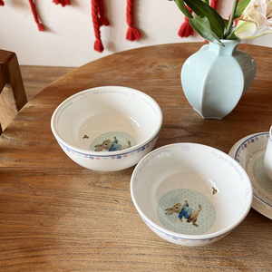 Bol en porcelaine de style nordique écologique avec un motif de lapin mignon, tasses à thé et soucoupes - Product Image 4