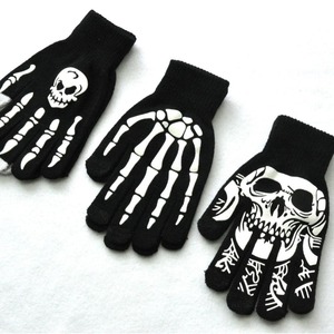 Halloween Skeleton Fluorescent <strong>Gloves</strong> Full Finger Skeleton Pattern <strong>Gloves</strong> with Luminous Cosplay Costume Accessories for Adults - Product Image 3