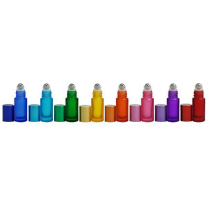 Botella de <span class=keywords><strong>Perfume</strong></span> <span class=keywords><strong>Oud</strong></span> de Vidrio Única y Personalizable de Lujo, Botella de Aceite Esencial con Rodillo de 10 ml, Azul Cobalto Esmerilado - Product Image 4
