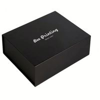 Coffret Cadeau Magnétique de Luxe Noir Satiné avec Emballage Intérieur en Satin