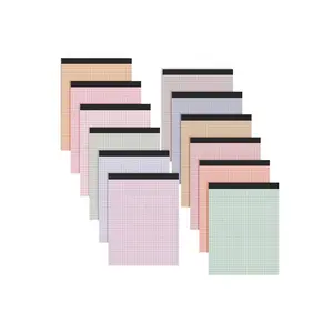 12 Pads 8.5 x 11 Inch Quad Legal Notepads Colored Graph Paper School Office Business Supplies, 50 Sheets (Cute Colors)