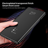 Funda de Cuero PU con Soporte Plegable y Ventana de Espejo para Samsung Z Fold8 Ultra Fold7 Fold6, Ranura Opcional para S Pen, Cubierta Antigolpes de Fibra de Carbono