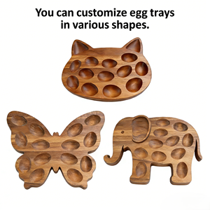 Plateau de service réversible en bois d'acacia écoresponsable à 12 trous pour œufs farcis, plateau de charcuterie de Pâques, pour comptoirs de <span class=keywords><strong>cuisine</strong></span> - Product Image 6