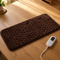 Coussin chauffant électrique de luxe en peluche marron, personnalisé OEM, 30x60cm, avec contrôleur numérique LED, 6 niveaux de chaleur, arrêt automatique de sécurité, chaleur douce