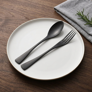 Ensemble de couverts en acier inoxydable noir, finition miroir, couverts modernes pour la table, pour la maison, le restaurant, l'hôtel, les fêtes, les mariages, les cadeaux - Product Image 2