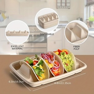 Caja Ecológica Compostable Desechable para Tacos de Bagazo, Bandeja de Pulpa de Cañ<span class=keywords><strong>a</strong></span> de Azúcar para Empacar Tacos, Ideal para Restaurantes, Comida para Llevar y Entrega <span class=keywords><strong>a</strong></span> <span class=keywords><strong>Domicilio</strong></span> - Product Image 2