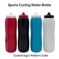 Bouteille de sport écologique pour adulte de 32 oz, type pression, en plastique PE vert, pour voyage et gym, couleurs noires et transparentes, revêtement anti-corrosion