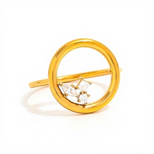 Joolim Jewelry Vintage 18K Gold Plated PVD Waterproof Fashion Heart Pear Shape Teardrop Two Zirconia Stainless Steel <b>Ring</b> Women - Product Image 3