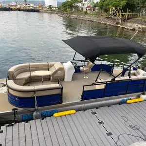 15Ft ~ 36Ft disesuaikan aluminium memancing perahu las aluminium Pontoon perahu untuk dijual