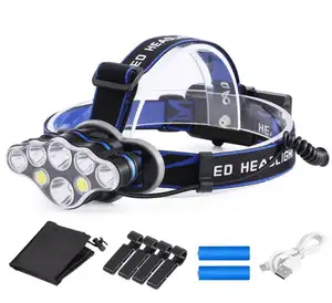 2020 Headlamp Bright LED Headlight Flashlight USB Rechargeable Head Lamp With Batteries 8 Modes Headlight with helmet clip