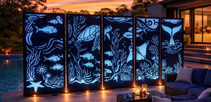Corten Steel Garden Privacy <b>Screen</b> Art Deco Design Laser Cut <b>Metal</b> <b>Screen</b> <b>Panels</b> - Product Image 3