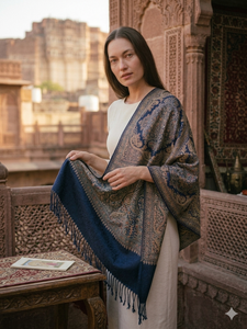 Châle luxueux en viscose brodé, imprimé numérique, à longues franges, écharpe d'hiver traditionnelle, douce, chaude, respirante, confortable et élégante - Product Image 4