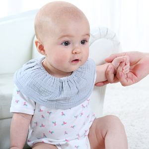Personnalisé coton bio mousseline à volants sublimation 360 bébé <span class=keywords><strong>bandana</strong></span> drool avec bouton-pression pour baver et dentition - Product Image 2