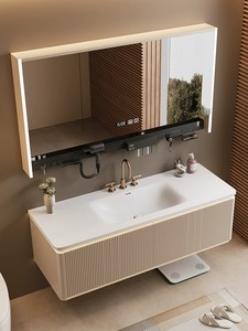 Gabinetes de <span class=keywords><strong>Baño</strong></span> Modernos de Madera Sólida de Alta Calidad, Resistentes al Agua y Ecológicos, con <span class=keywords><strong>Espejo</strong></span> y <span class=keywords><strong>Luz</strong></span> LED, para Montar en la Pared - Product Image 2