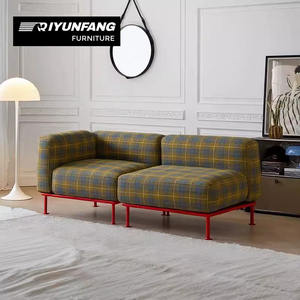 Canapé modulaire moderne à trois places rectangulaire en tissu Haggis à carreaux de laine, garni d'éponge, amovible et lavable pour salon - Product Image 4