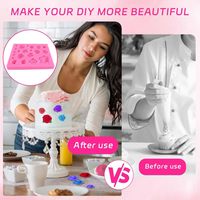 Moldes de Silicona de Grado Alimenticio, Ecológicos y Fáciles de Limpiar, Moldes Pequeños para Chocolate con Forma de Flor, Moldes para Fondant con Forma de Margarita y Rosa, Moldes para Pasteles y Cupcakes