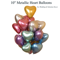 Vente en gros de ballons en latex en forme de cœur métalliques de 10 pouces, ballons en chrome épais pour la décoration de mariage, de la Saint-Valentin et d'anniversaire