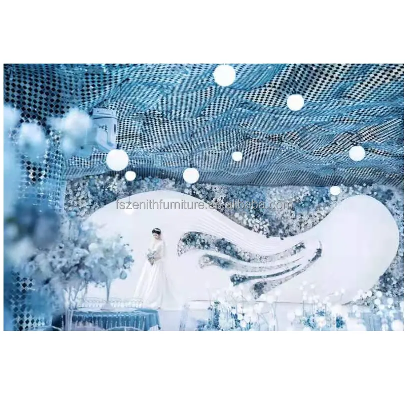 Kunststoff Shiny Blie Hing Hintergrund für Hochzeits feier Dekoration