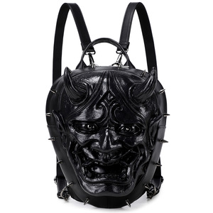 Sac à dos unisexe Halloween Horreur Rivet pour hommes et femmes, masque rouge Oni du Diable Satan <span class=keywords><strong>Hellboy</strong></span> avec cornes électro-plaquées - Product Image 1