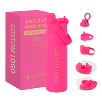 Bouteille d'eau sport minimaliste en acier inoxydable de 20 oz, à large ouverture, à double paroi isolée sous vide, avec revêtement en poudre et anti-fuite
