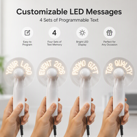 Ventilateur LED portable personnalisé pour événements et fêtes, mini ventilateurs promotionnels avec messages programmables, textes lumineux colorés, fabriqués en plastique