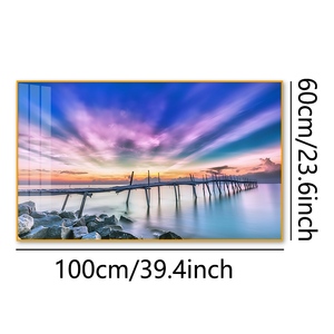 Décoration murale en porcelaine de cristal naturel de luxe, ciel coloré, océan, quai avec cadre en aluminium - Product Image 2