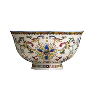 Emaille-Farbige Kleine Knochenporzellan-Topfschale mit Hohem Fuß, Verbrühungssicher, Chinesischer Palast-Stil, Haushaltsartikel aus Jingdezhen-Keramik