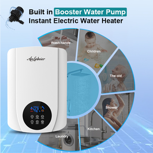 Chauffe-eau électrique instantané 5500W avec pompe, étanche IPx4, affichage LED de la température, mural, pour hôtel, en plastique, version anglaise - Product Image 4