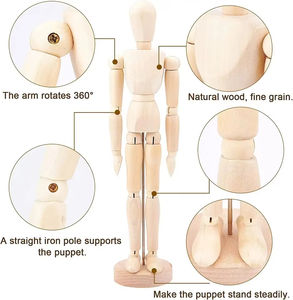 Maniquí de madera ajustable móvil de 12 pulgadas para mantener la sonrisa, maniquí de <span class=keywords><strong>cuerpo</strong></span> <span class=keywords><strong>humano</strong></span>, muñeca articulada para dibujar artistas - Product Image 2