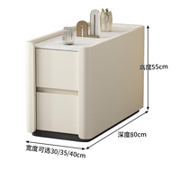 Table basse italienne légère de luxe en bois massif Rock Board Salon 30cm de large Ultra-étroit Moderne Simple Acier inoxydable