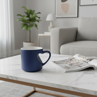 Tasse à café en céramique à sublimation avec poignée en forme de cœur pour impression de logo personnalisé