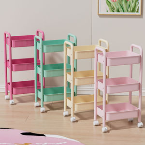 Portable Storage Cart 3 Tier With Wheels For Bedroom Bathroom Office Organizer Eco Friendly Rectangle Standing Type - Product Image 3