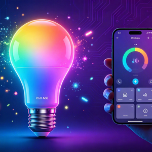 Bombilla RGBCW de Color con Control Remoto de 2.4G, AC220-240V A60 E27, Compatible con la Aplicación Móvil Tuya y Control por Bluetooth, Ra80 - Product Image 1
