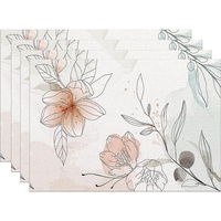 Napperons carrés en lin à motifs floraux, résistants à la chaleur, imprimés numériquement, décor pastoral pour la table, personnalisables