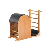 Máquina de Pilates Reformer de Madera, Reformer con Escalera de Madera y Cubo, Máquina Correctora de Postura