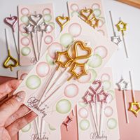Juego de Velas de Cumpleaños Metálicas en Forma de Corazón y Estrella en Oro, Plata y Oro Rosa, 3 Piezas, Decoración para Pastel con Estrella 3D