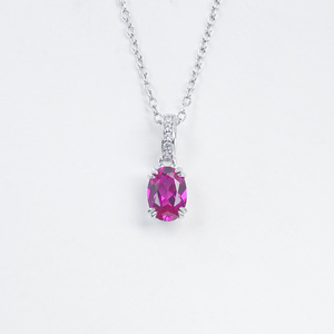 925 Sterling Silver Lab-Grown <b>Ruby</b> <b>Necklace</b> - Product Image 1