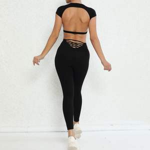 XIANGYU spor sıcak seksi 2 parça kız kırmızı spor Ems eğitim takım elbise bayanlar kadın Backless vücut aşınma seti spor takım elbise - Product Image 4