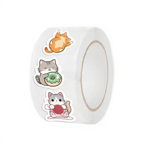 500 Hojas/Rollo de Pegatinas Decorativas de Gatos de Dibujos Animados, Superventas Transfronterizas, para Suministros de Diario y Sobres - Product Image 1