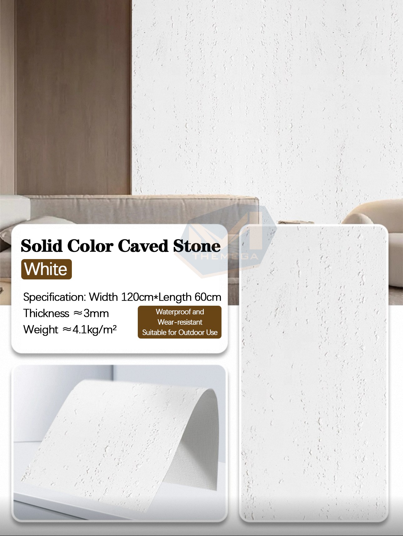Solid Color Travertine (White)