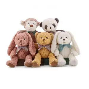批发定制个性化软毛兔子兔子猴子熊熊猫毛绒玩具丛林森林野生动物园毛绒动物