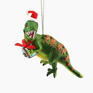 Festival Party Handgeblazen Retro Gepersonaliseerde Cool Animal Buiten Opknoping Dinosaurus Krokodil Glas Kerstboom Ornamenten