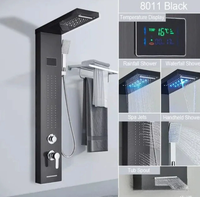 Ensemble de panneau de douche intelligent en acier inoxydable noir HLK, encastré au mur, avec noyau de valve en céramique poli, système de pulvérisation de pluie