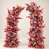 Arco de Flores en Forma de Cuerno para Decoración de Bodas, Arco de Flores Artificiales de Color Rosa para Bodas y San Valentín, Gran Venta