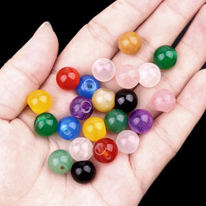 Vente en gros de pierres précieuses naturelles percées de 2.0mm, trou de bord de 10mm, perles rondes en <span class=keywords><strong>pierre</strong></span> pour bricolage, artisanat, accessoires vestimentaires - Product Image 1